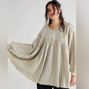 Free People Oversized Sage Green Hoodie Tunic